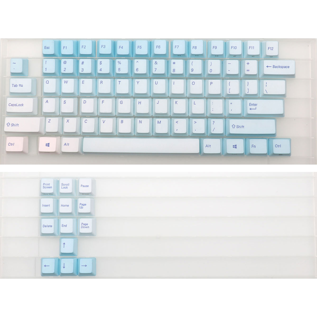 Gaming Keyboard Blue Switches - 87 Tombol Keycap Biru Frost Profil