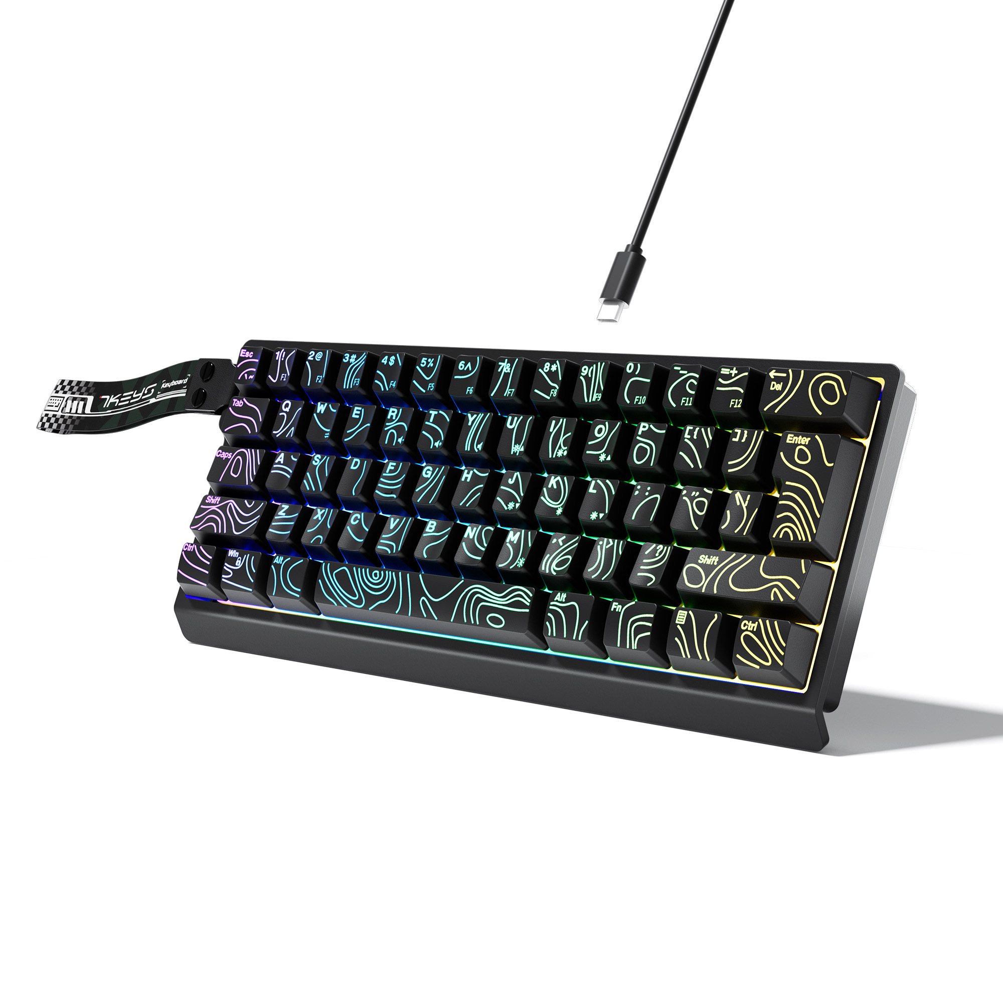 Gaming Keyboard Blue Switches - Keyboard berkabel ringkas 60% dengan lampu