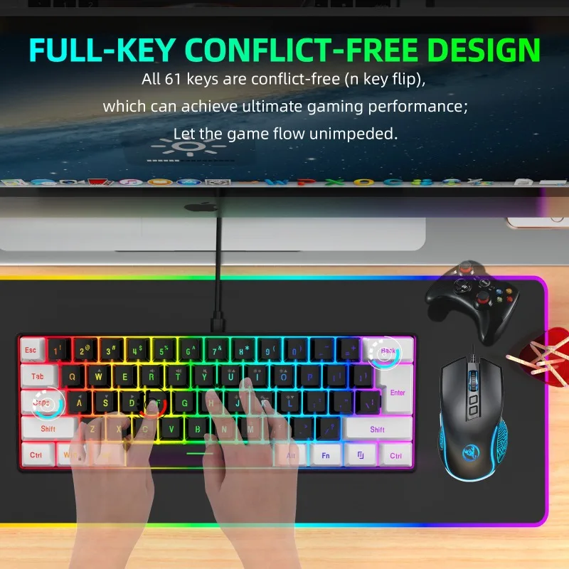 Keyboard dan Mouse 60% Combo K - Gaming Keyboard And Mouse Set ulasan dan harga