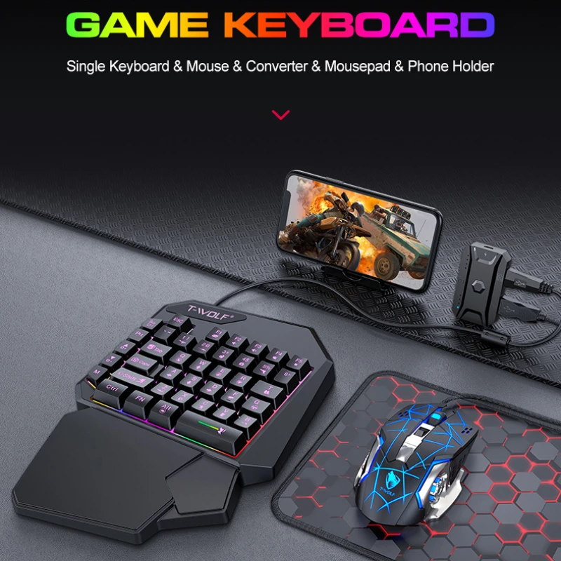T-WOLF TF900 satu tangan Keybo - Gaming Keyboard Half ulasan dan harga