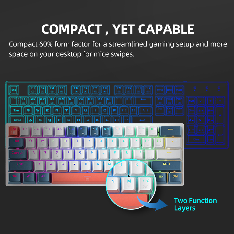 K500-B61 Machenike Mini Mechan - Gaming Keyboard Blue Switches ulasan dan harga