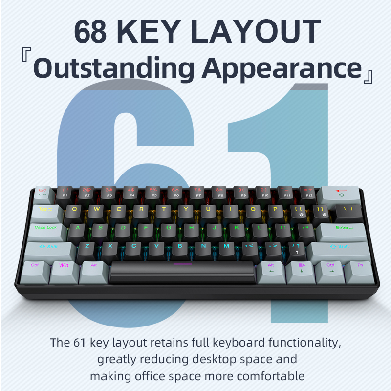 APAYADO K61 Keyboard Mekanis M - Gaming Keyboard Blue Switches ulasan dan harga