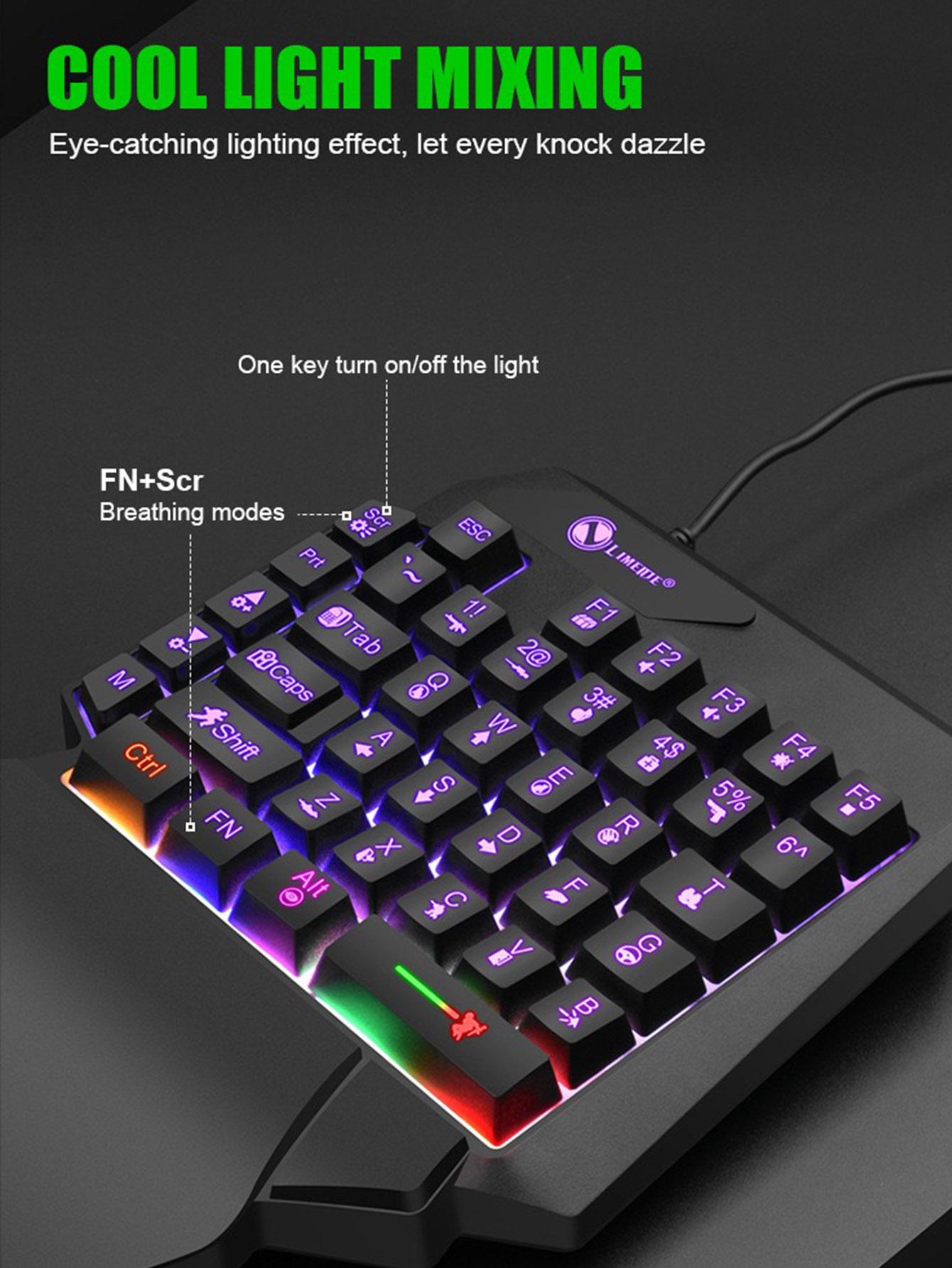 Keyboard Mekanis Satu Tangan u - Gaming Keyboard Half ulasan dan harga