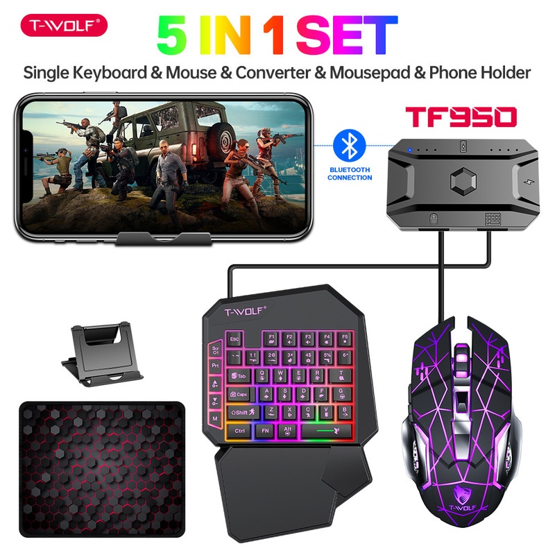 T-Wolf Tf950 5 in 1 Keyboard G - Gaming Keyboard Half ulasan dan harga